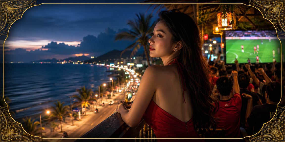 Người hâm mộ bóng đá theo dõi tỷ số và đặt cược thể thao tại bãi biển Mũi Né